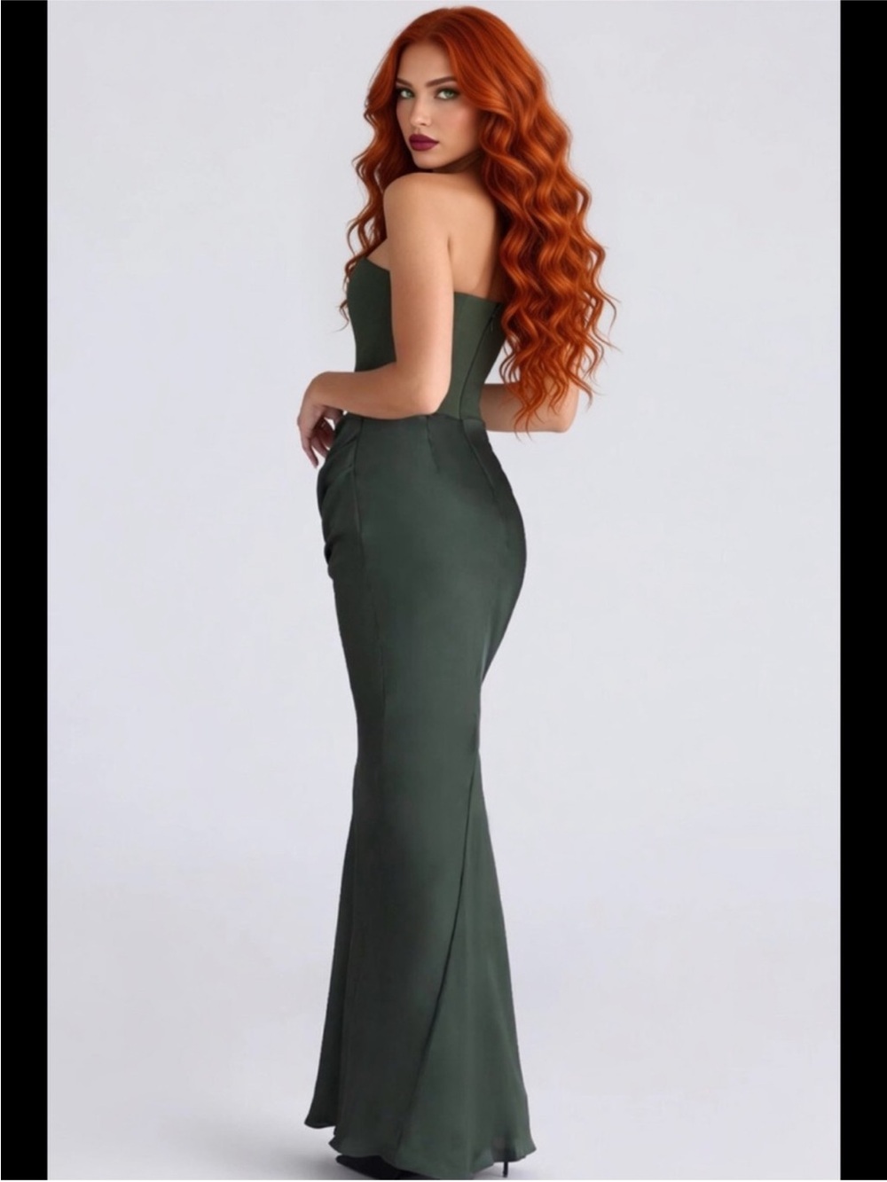 HOUSEOFCB 'Persephone' Emerald Green Crepe Corset Dress/Small $329 - Picture 10 of 11